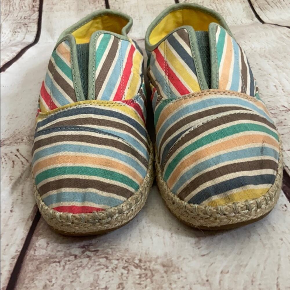 Toms Multi Color Striped Flat Size 8